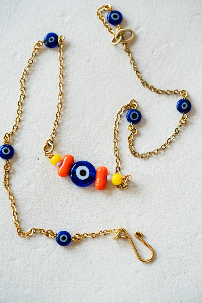 Evil Eye Multi-Colored Necklace Charm + Pendant Necklaces Bella Vita Jewelry   