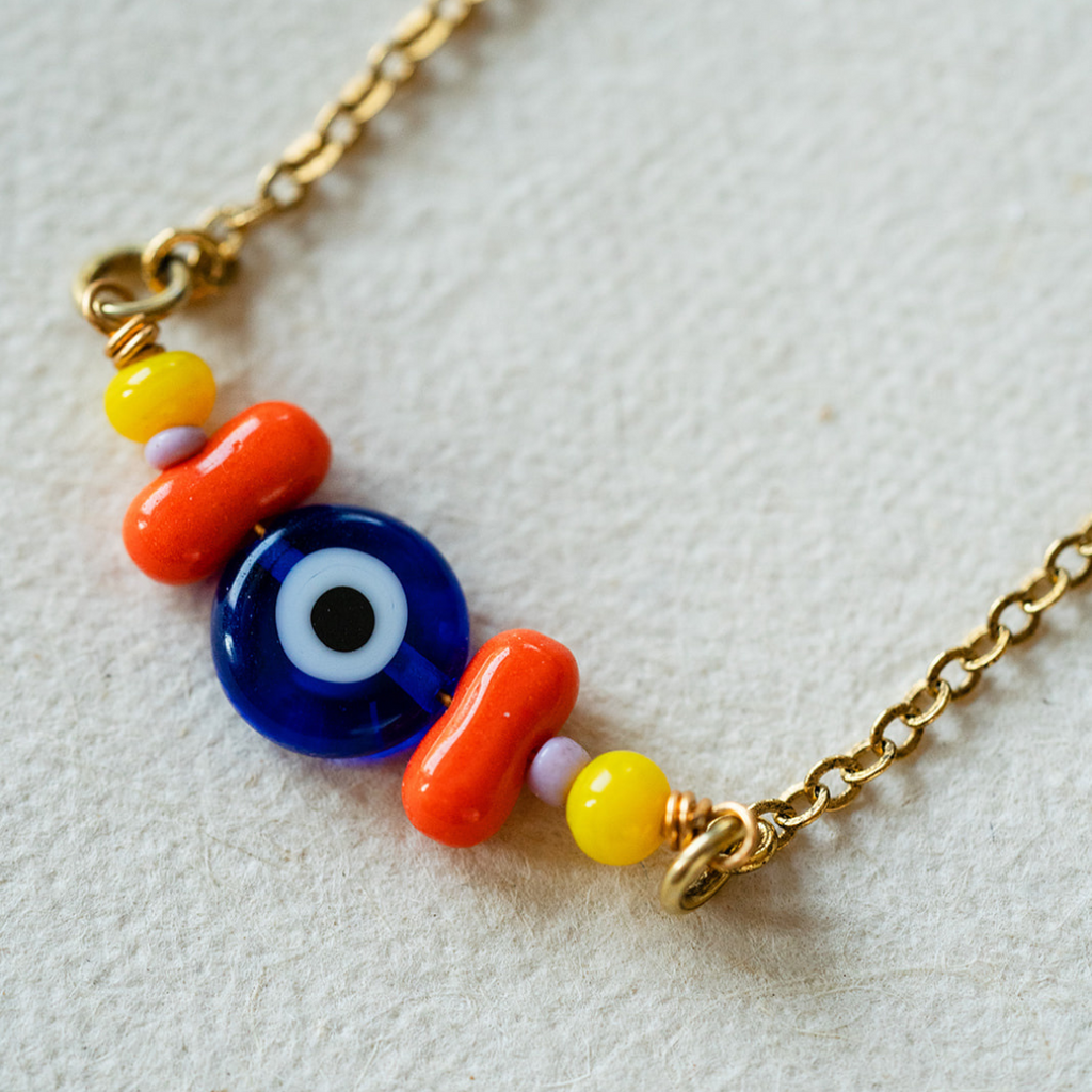 Evil Eye Multi-Colored Necklace Charm + Pendant Necklaces Bella Vita Jewelry   