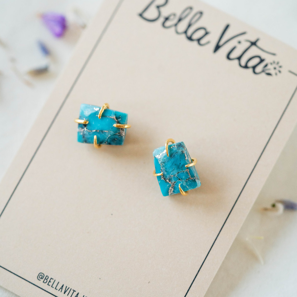Turquoise Post Earrings Stud + Post Earrings Bella Vita Jewelry   