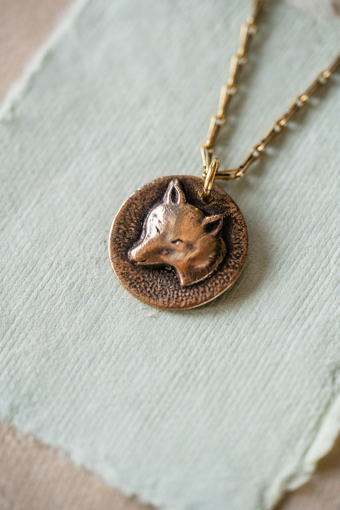Fox Heirloom Button Necklace Charm + Pendant Necklaces Bella Vita Jewelry   