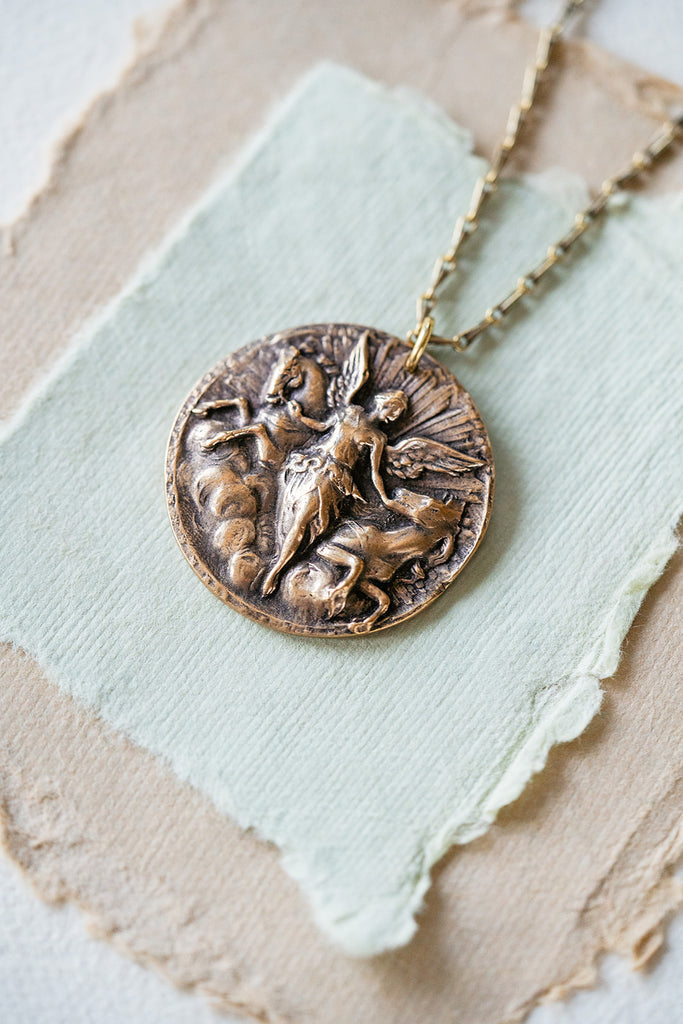 Goddess Heirloom Button Necklace Charm + Pendant Necklaces Bella Vita Jewelry   