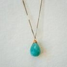 Zara Drop Necklace Necklaces Bella Vita Jewelry Green Aventurine Antique Gold Plated 