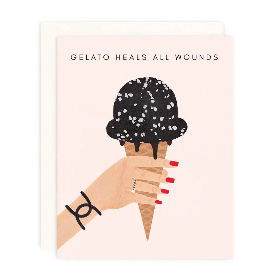 Gelato Heals All Wounds Greeting Card Stationery + Pencils Girl w/ Knife   