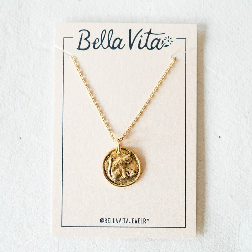 Tiny Token Cat Necklace Charm + Pendant Necklaces Bella Vita Jewelry   