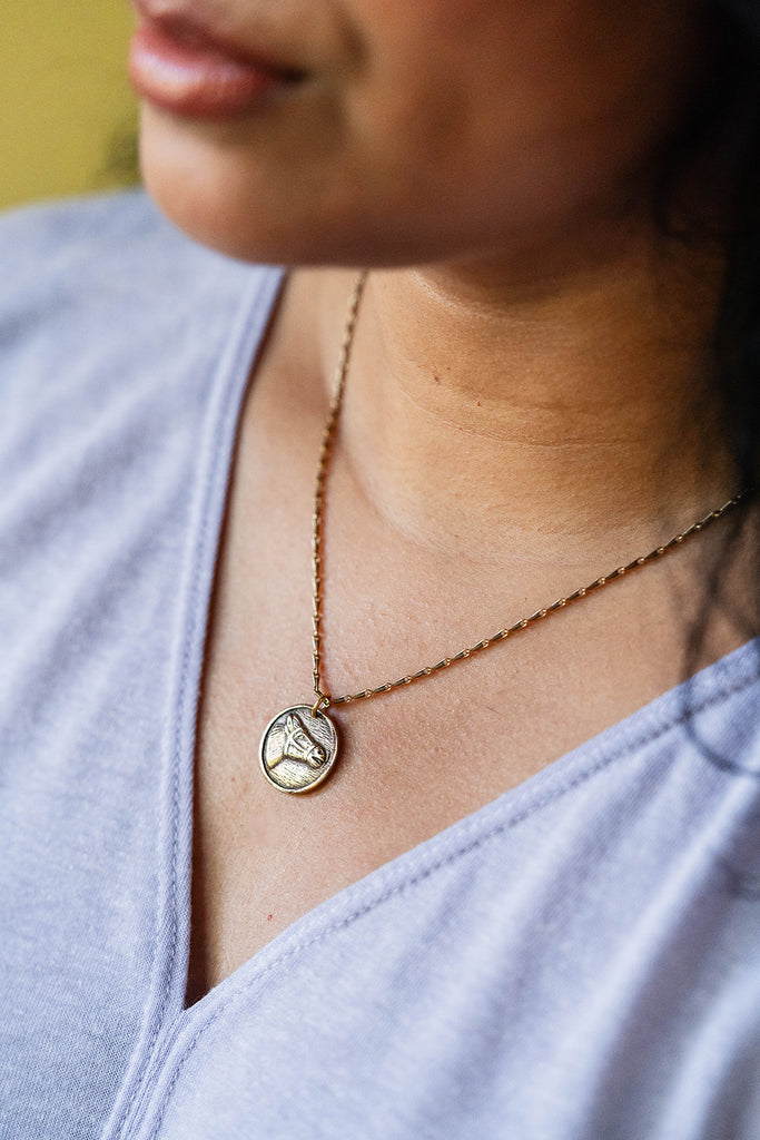 Horse Heirloom Button Necklace Charm + Pendant Necklaces Bella Vita Jewelry   