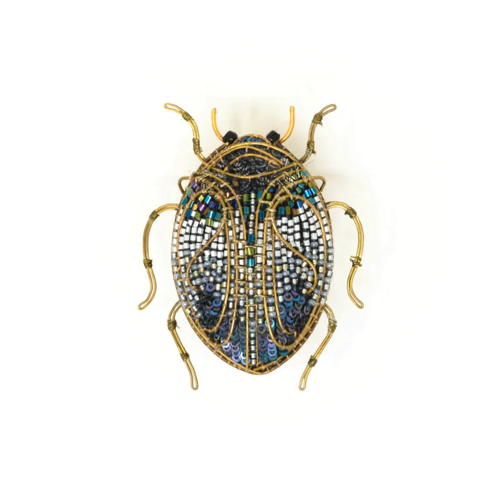 Hand Embroidered Brooch Brooches + Pins Trovelore Jeweled Scarab Beetle (size: 2" W x 2.5" T)  