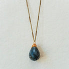 Zara Drop Necklace Necklaces Bella Vita Jewelry Labradorite Antique Gold Plated 