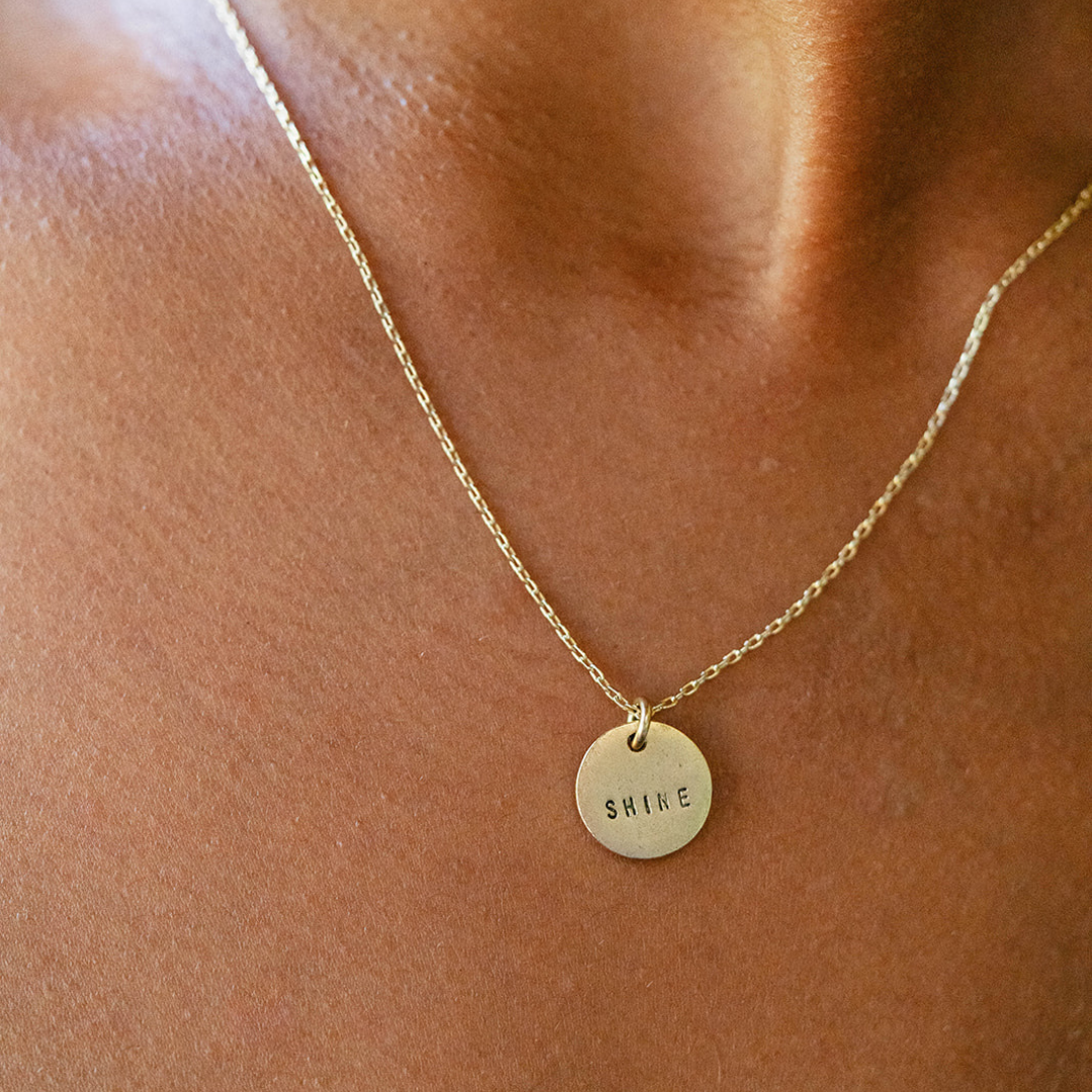 Hand Stamped Gold Charm Necklace Charm + Pendant Necklaces Bella Vita Jewelry   