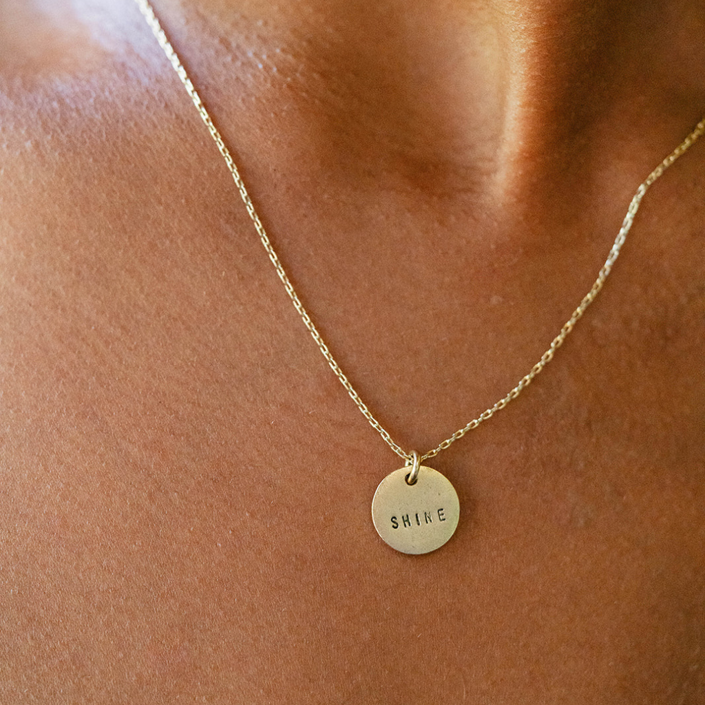 Hand Stamped Gold Charm Necklace Charm + Pendant Necklaces Bella Vita Jewelry   