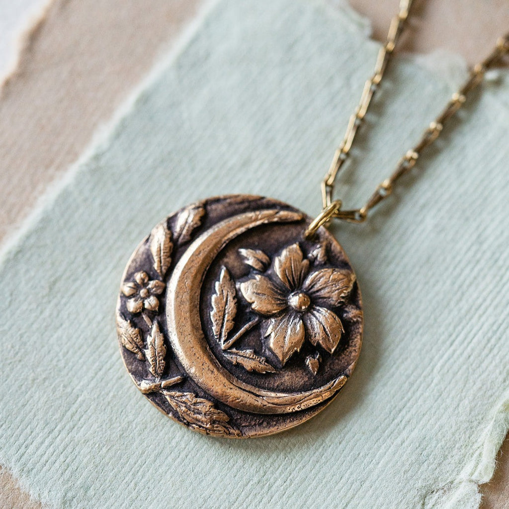"Moon Flower" Heirloom Button Necklace Charm + Pendant Necklaces Bella Vita Jewelry   
