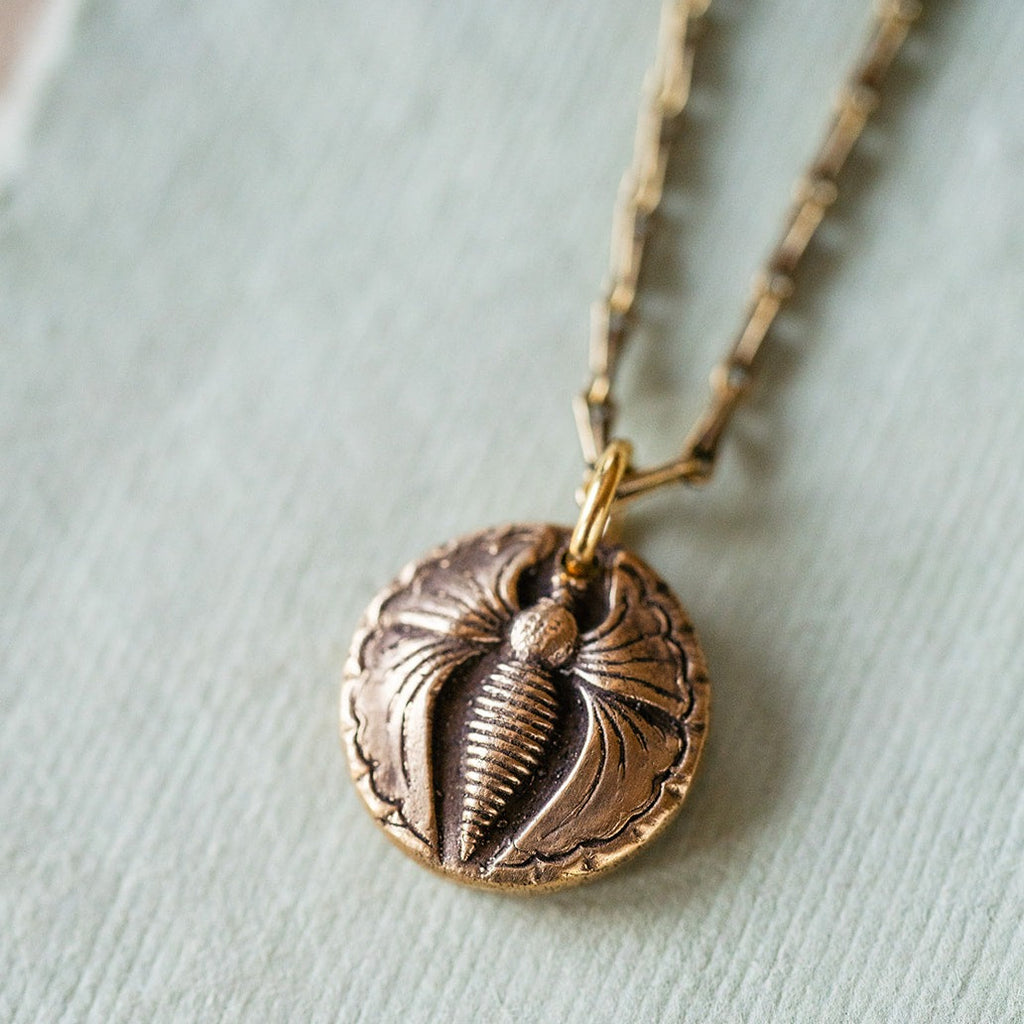 Moth Heirloom Button Necklace Charm + Pendant Necklaces Bella Vita Jewelry   