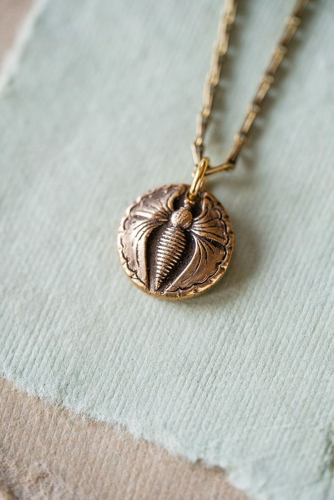 Moth Heirloom Button Necklace Charm + Pendant Necklaces Bella Vita Jewelry   