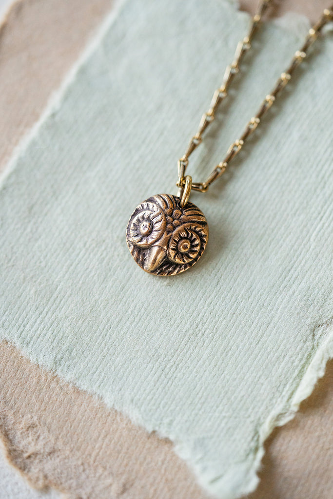 Owl Heirloom Button Necklace Charm + Pendant Necklaces Bella Vita Jewelry   