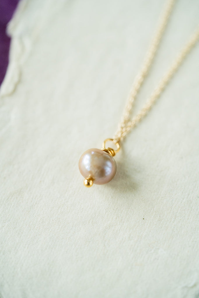 Pink Pearl Necklace Charm + Pendant Necklaces Bella Vita Jewelry   