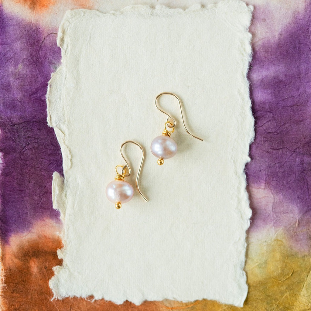 Pink Pearl Earrings Dangle Earrings Bella Vita Jewelry   