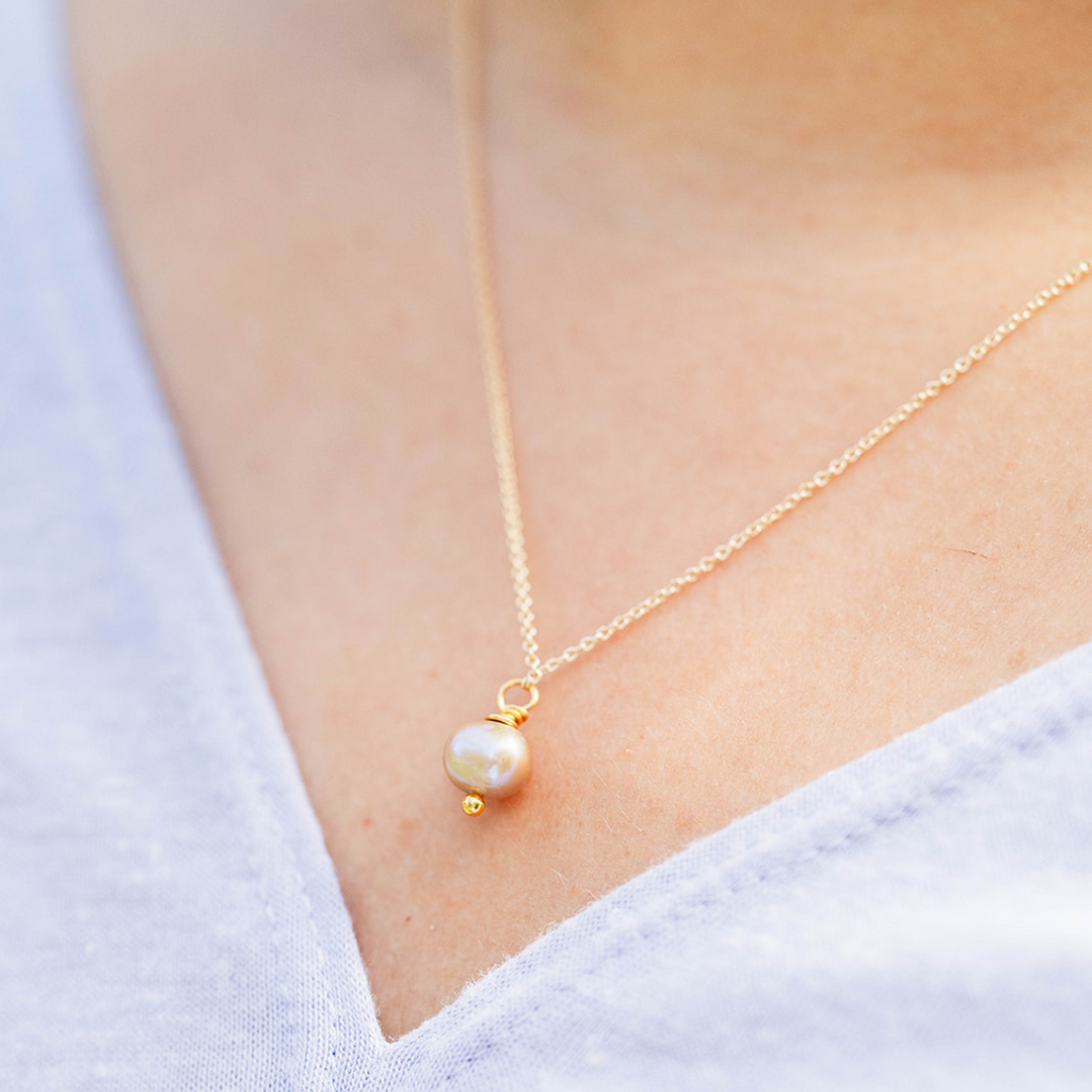 White Pearl Necklace Charm + Pendant Necklaces Bella Vita Jewelry   