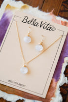 Natural Stone Jewelry Gift Sets Charm + Pendant Necklaces Bella Vita Jewelry Rainbow Moonstone 14k Gold Filled 