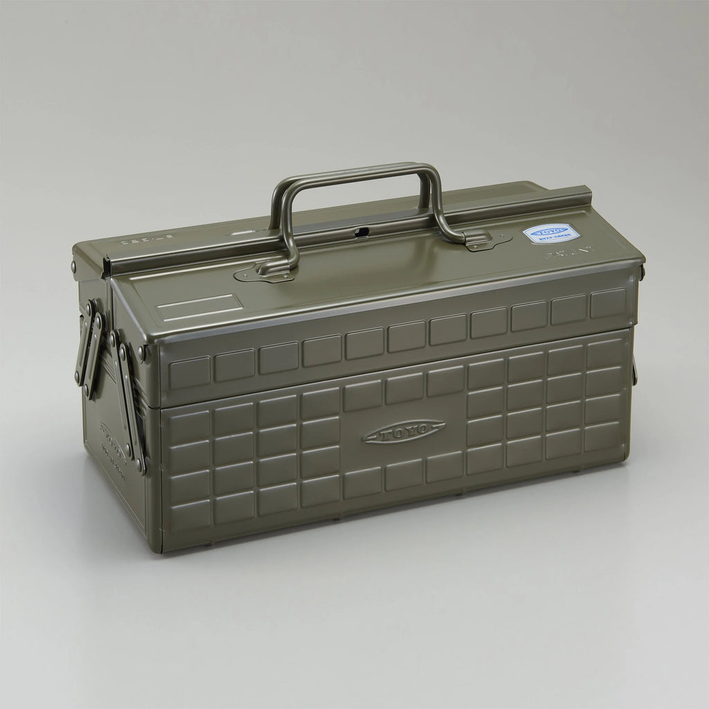 Steel Toolbox With Cantilever Lid  Toyo Steel Military Green  