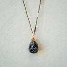 Zara Drop Necklace Necklaces Bella Vita Jewelry Snowflake Obsidian Antique Gold Plated 