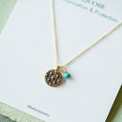 Dainty Birthstone Button Charm Necklace Charm + Pendant Necklaces Bella Vita Jewelry Turquoise (December) Gold Plated Charm/14K GF Chain 