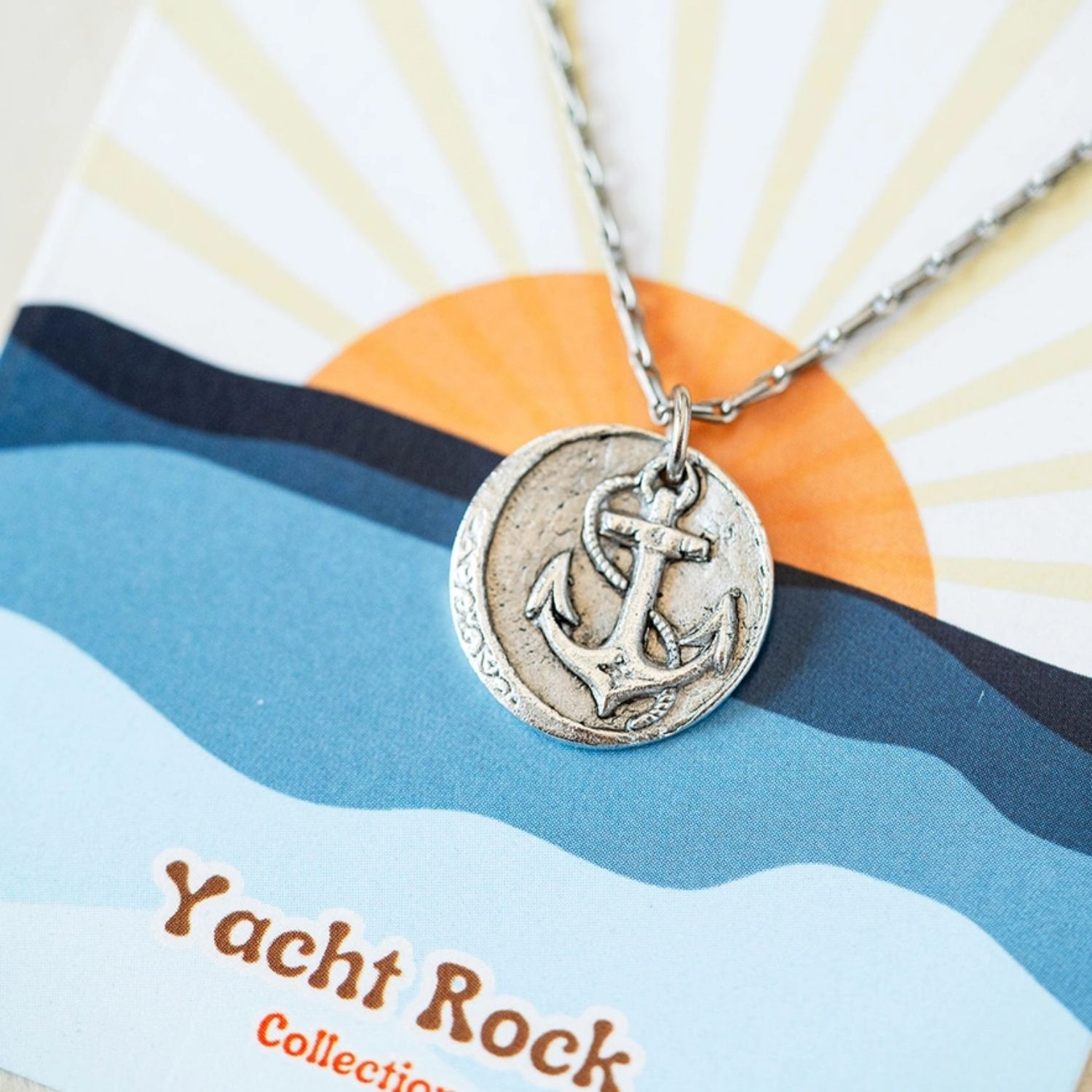 Yacht Rock Anchor Necklace Charm + Pendant Necklaces Bella Vita Jewelry Pewter Charm/Silver Plated Chain