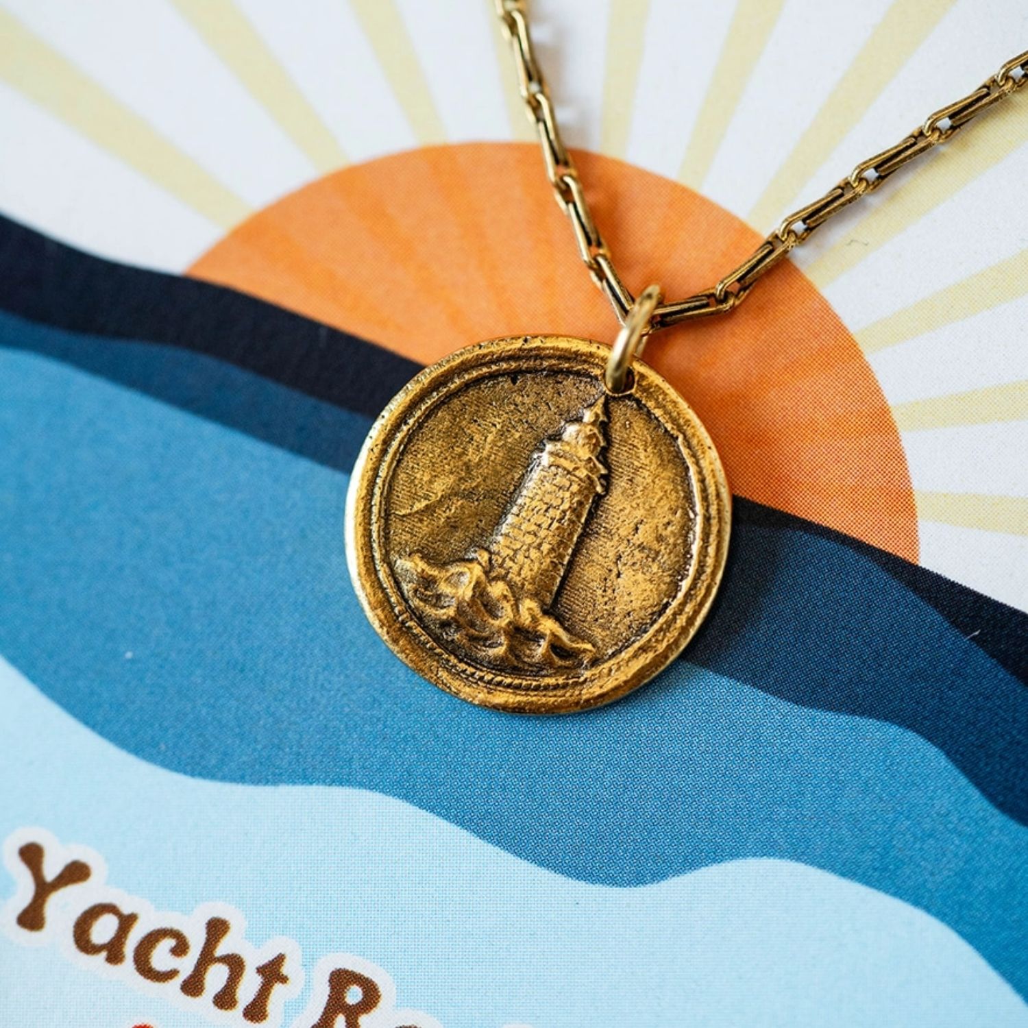 Yacht Rock Lighthouse Necklace Charm + Pendant Necklaces Bella Vita Jewelry Gold Plated Charm/Gold Plated Chain