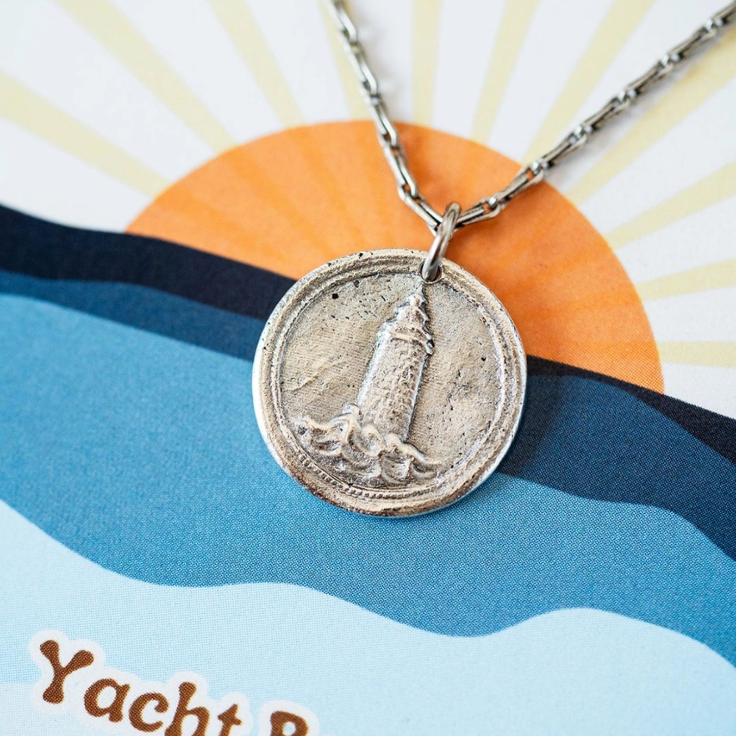 Yacht Rock Lighthouse Necklace Charm + Pendant Necklaces Bella Vita Jewelry Pewter Charm/Silver Plated Chain