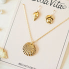 Yacht Rock Shell Jewelry Set Bella Vita Jewelry Gold Plated Charm/Gold Plated Chain