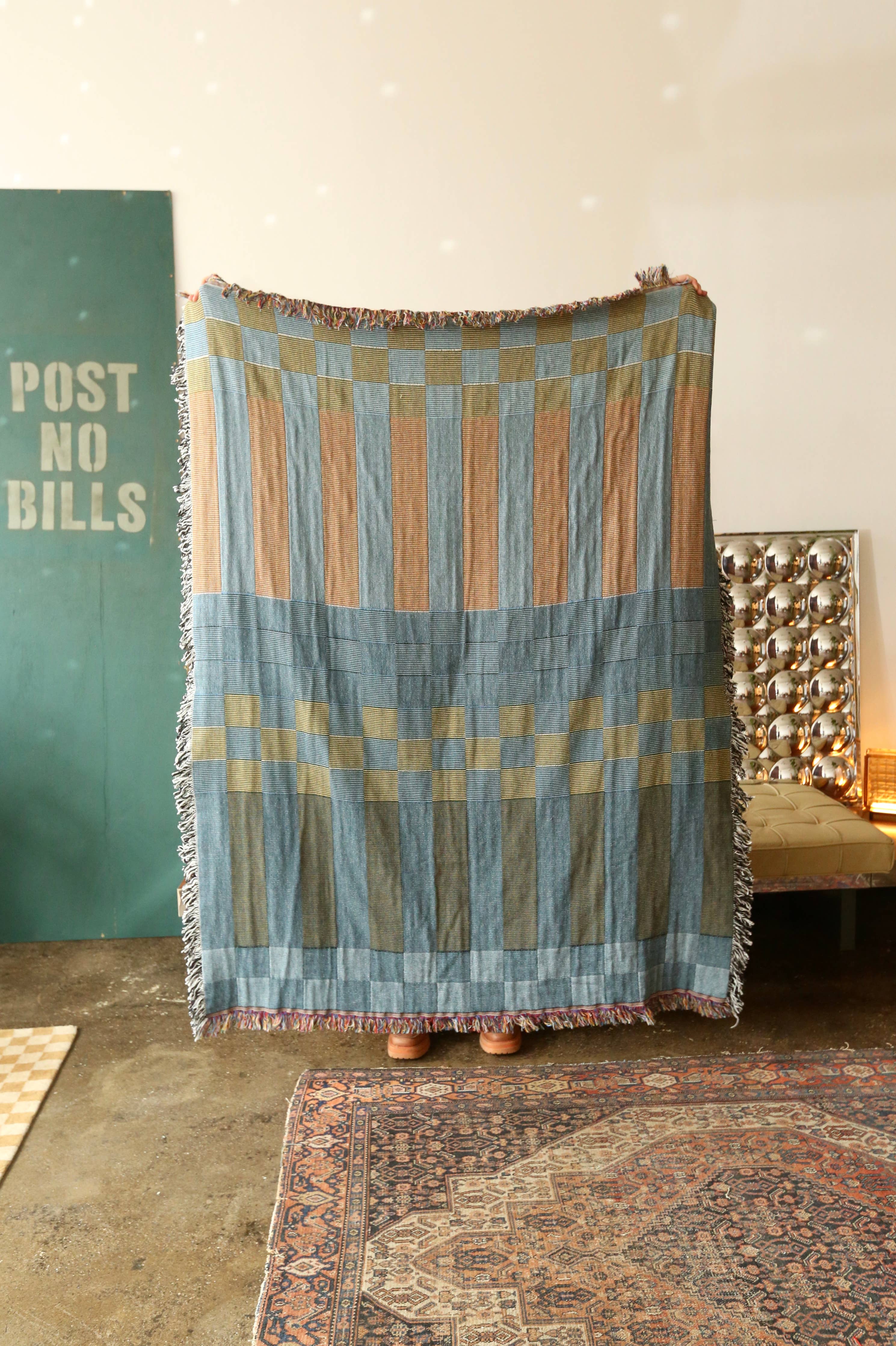 Checkered Stripe Tapestry Blanket  Calhoun & Co.   
