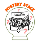 Illustration of a snow globe with Bella Vita jewelry and 'Mystery Stack' text on a white background