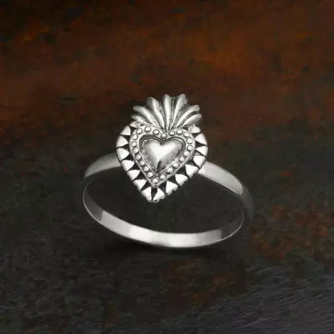 Sterling Silver Flaming Heart Ring Rings Nina Designs   