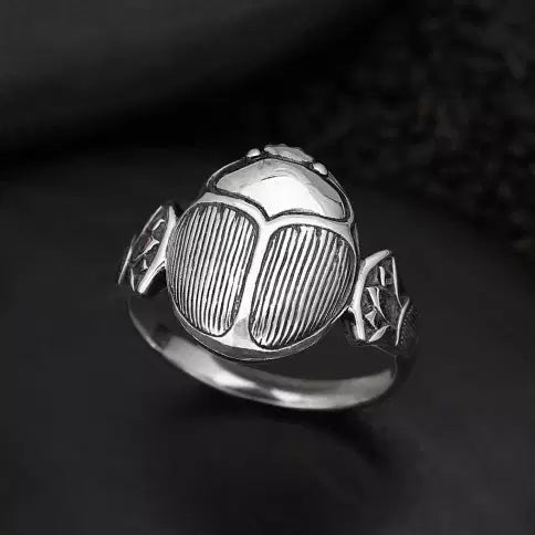 Sterling Silver Scarab Ring Rings Nina Designs   