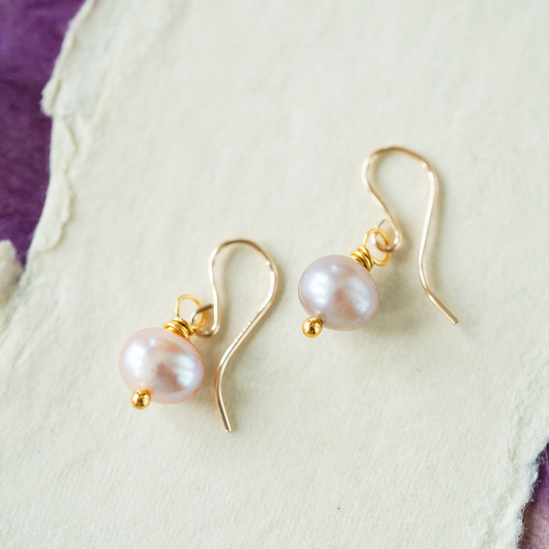 Freshwater Pearl Earrings – Timeless Elegance in Gold or Silver Bella Vita Jewelry 14K Gold Fill Pink