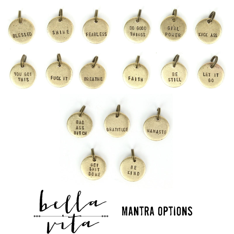 Custom Hand Stamped Charm Necklace – Personalized and Mantra Options Bella Vita Jewelry