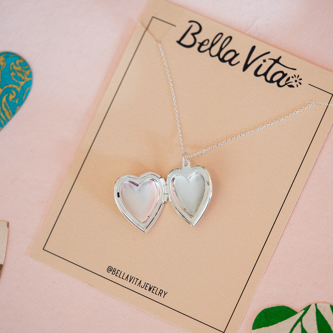 Vintage-Inspired Heart Locket Necklace Locket Necklaces Bella Vita Jewelry