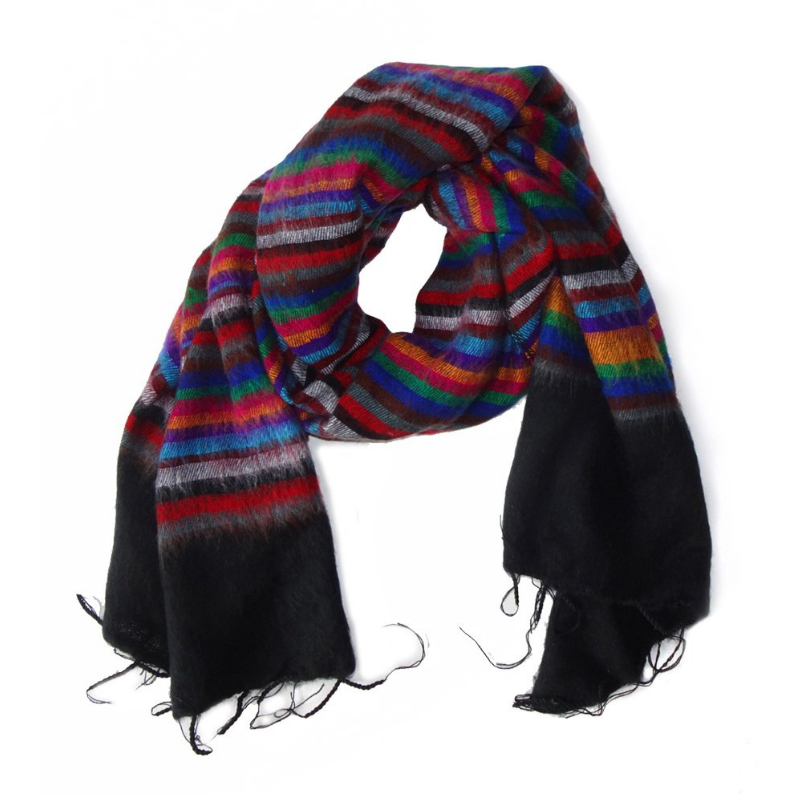 Brushed Woven Shawl Scarves Zig Zag #10 Rainbow Stripe  