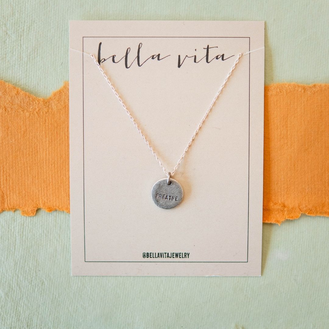 Hand Stamped Silver Charm Necklace Charm + Pendant Necklaces Bella Vita Jewelry   