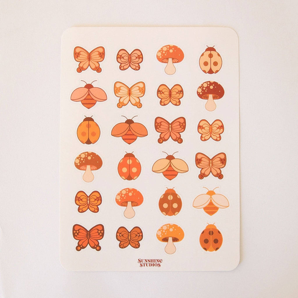 Butterfly + Ladybug Sticker Sheet Stickers + Crafts Sunshine Studios   