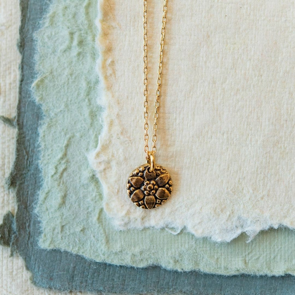 Tiny Token Lacy Flower Necklace Charm + Pendant Necklaces Bella Vita Jewelry   
