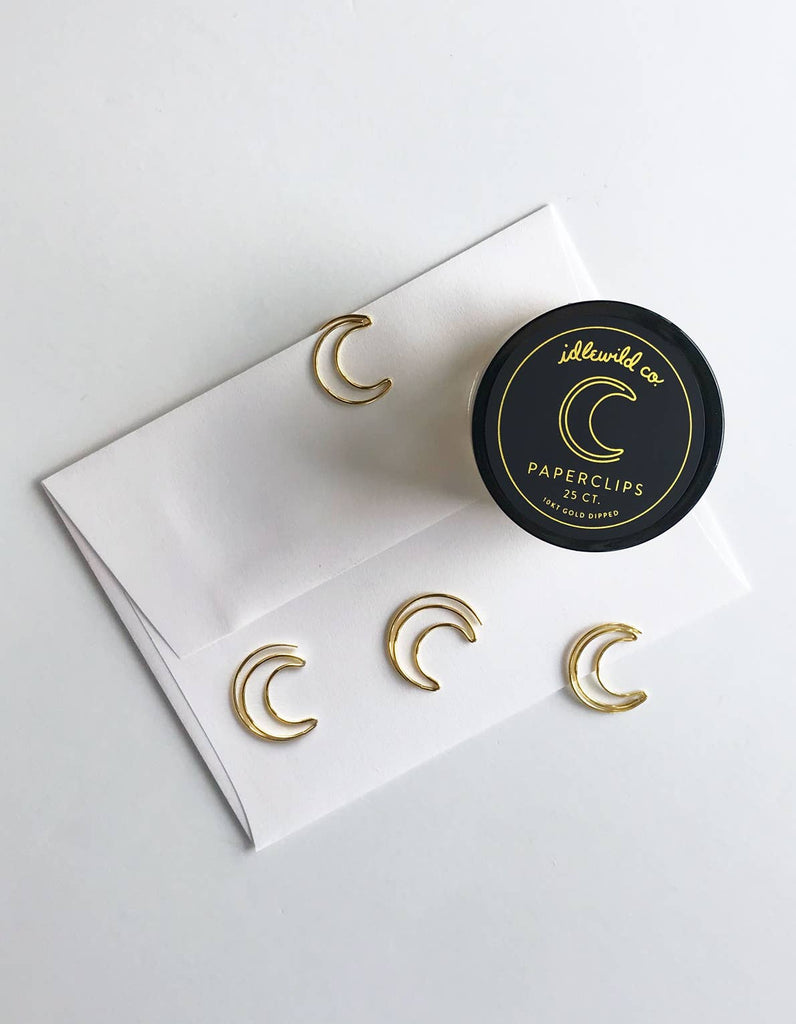 Crescent Moon Gold Plated Paper Clips  Idlewild Co.   