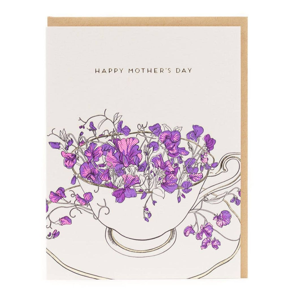 Mom Teacup Card  Porchlight Press Letterpress   