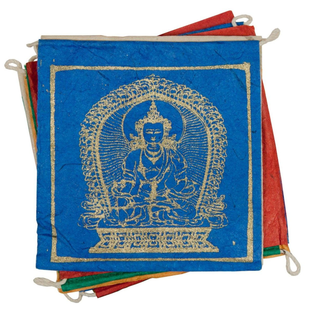 Mini Paper Prayer Flags Wall Art dZi Handmade Medicine Buddha  