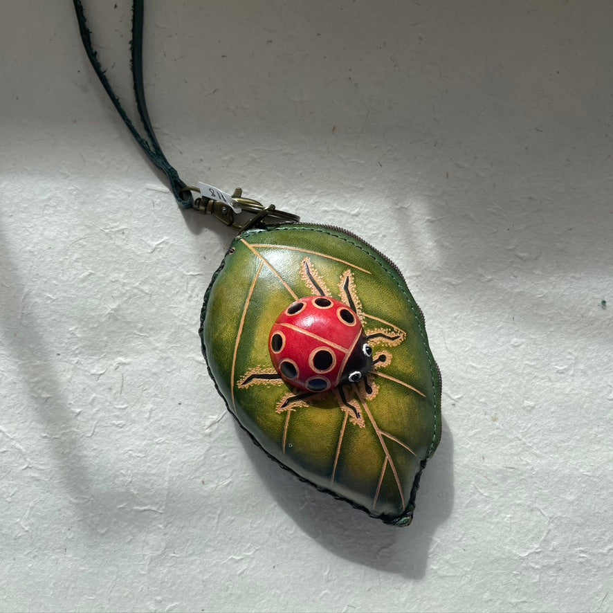 Handmade Leather Coin Wristlet Kids Sunflower Handmade #7 Ladybug  