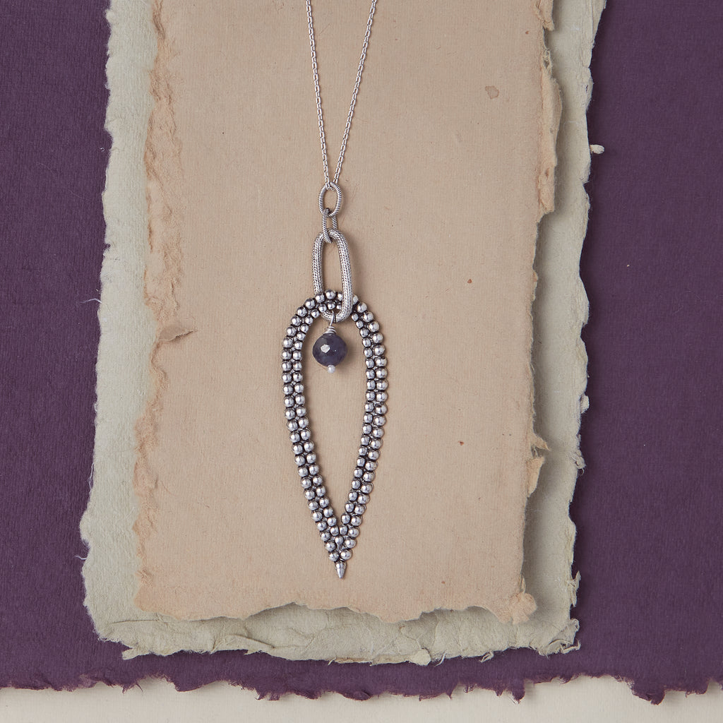 Vera Necklace Charm + Pendant Necklaces Bella Vita Jewelry Gray Moonstone Silver Plated  