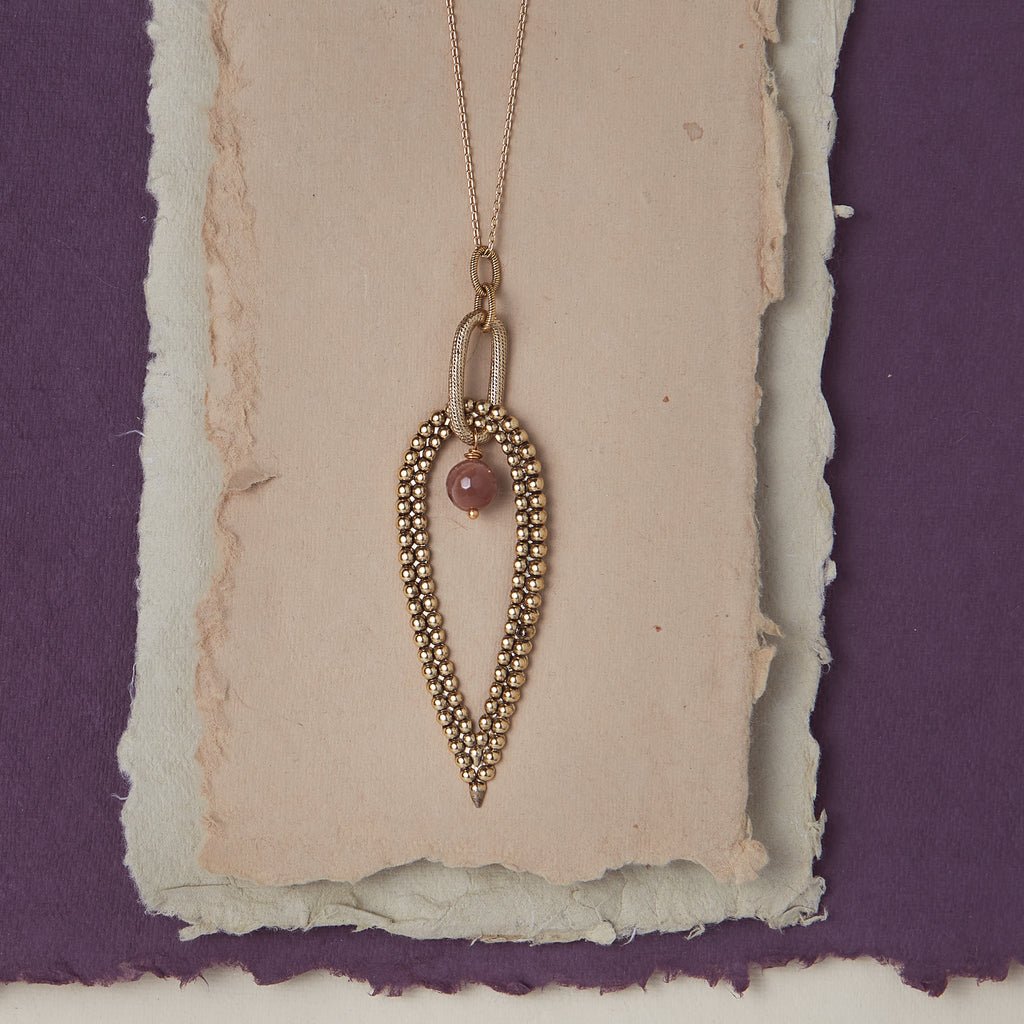 Vera Necklace Charm + Pendant Necklaces Bella Vita Jewelry Peach Moonstone Gold Plated  