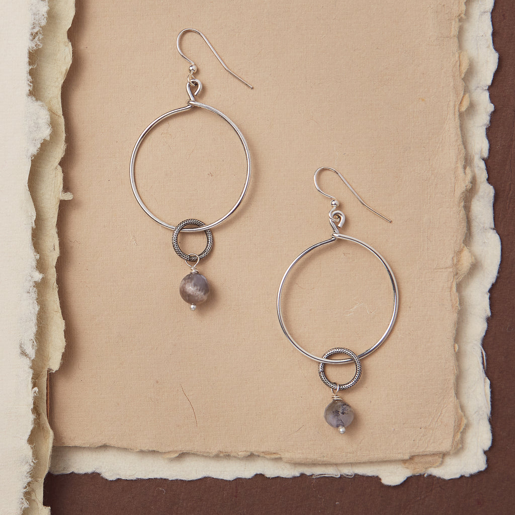Pluto Small Hoop with Gemstone Hoop Earrings Bella Vita Jewelry   