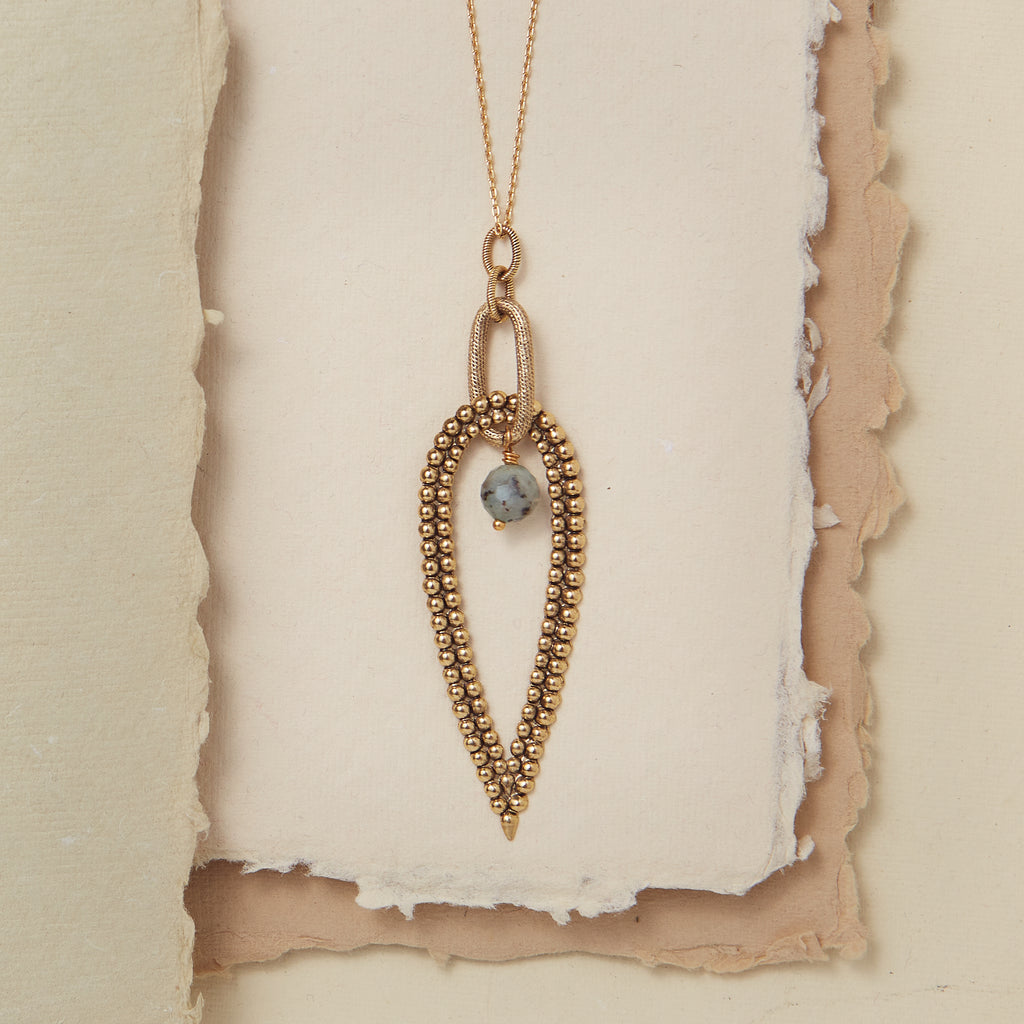 Vera Necklace Charm + Pendant Necklaces Bella Vita Jewelry Kiwi Jasper Gold Plated  