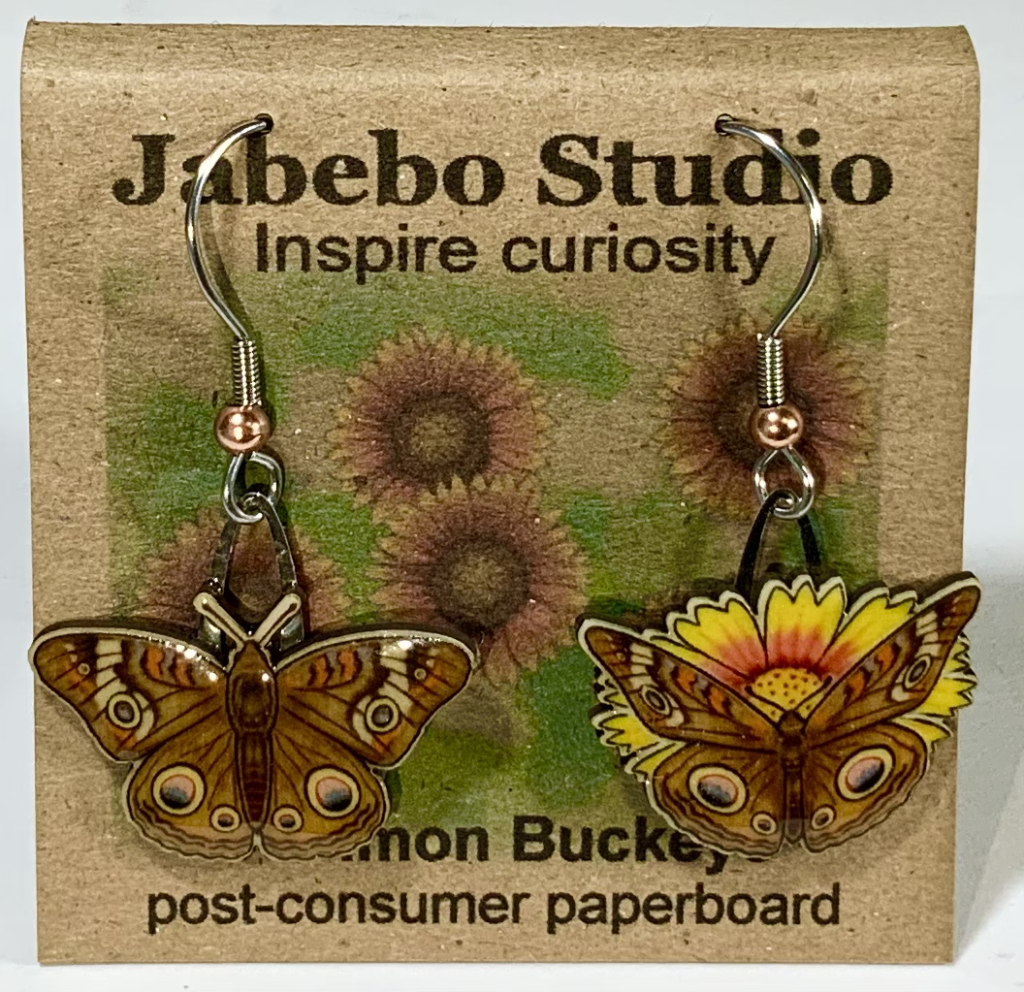 Upcycled Nature Inspired Earrings Dangle Earrings Jabebo Common Buckeye  