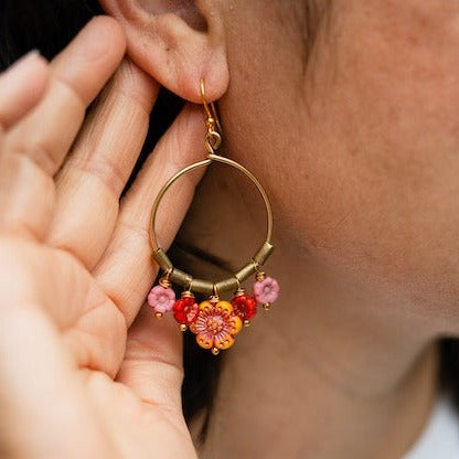 Flower Power Hoop Earring Hoop Earrings Bella Vita Jewelry   