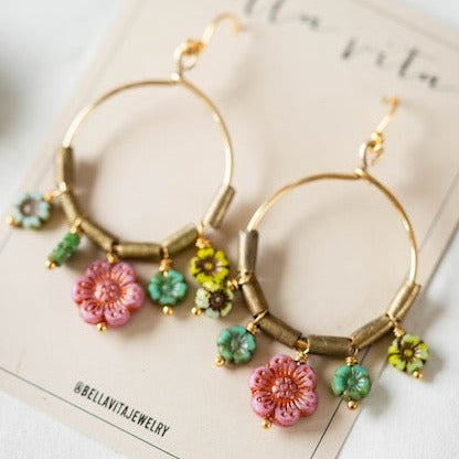 Flower Power Hoop Earring Hoop Earrings Bella Vita Jewelry Spring  